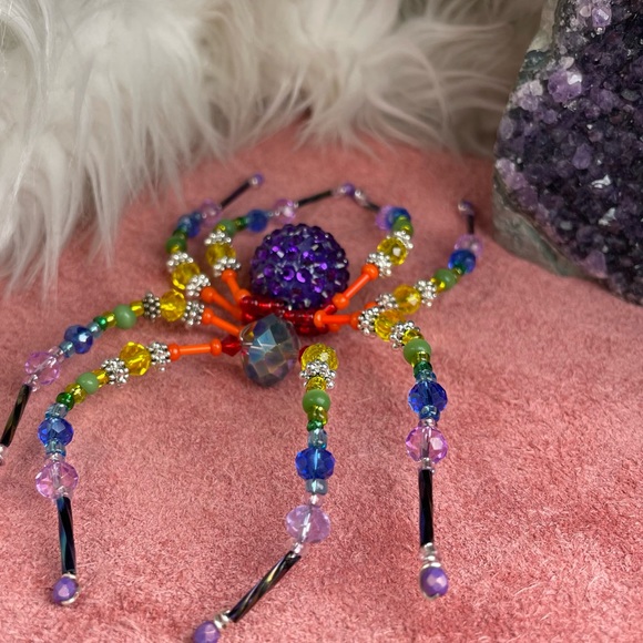 Colorful Rainbow Glass Crystal Spider Ornament Suncatcher - Picture 13 of 17